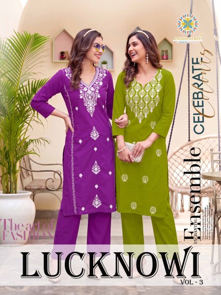 Lucknowi Vol 3 By Passion Tree Cotton Dhabu Kurti With Bottom
